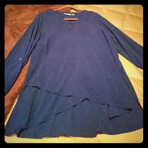 Beautiful true blue Cross bottom blouse.